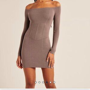 Abercrombie & Fitch Off-The-Shoulder Corset Mini Dress Taupe XXS
